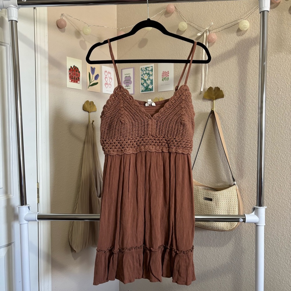 𐙚₊˚⊹ Mint Of Blush Crotchet Mini Dress